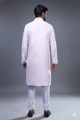 light pink mirror embroidered silk kurta pant set 2