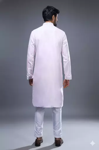 light pink mirror embroidered silk kurta pant set