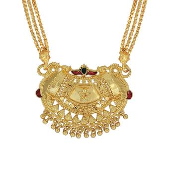 ethnic gold plated handmade meenakari design mangalsutra 1