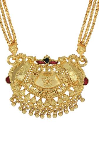 ethnic gold plated handmade meenakari design mangalsutra