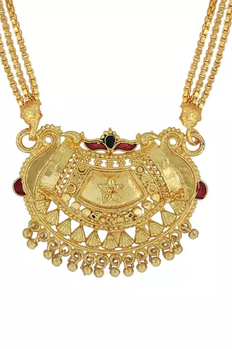 ethnic gold plated handmade meenakari design mangalsutra