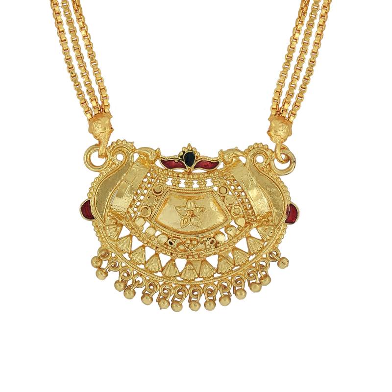 ethnic gold plated handmade meenakari design mangalsutra