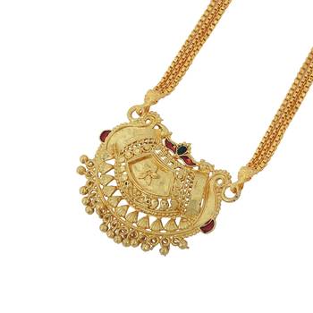 ethnic gold plated handmade meenakari design mangalsutra 2