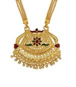 traditional brass gold plated bridal mangalsutra with meenakari work