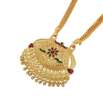 traditional brass gold plated bridal mangalsutra with meenakari work 2