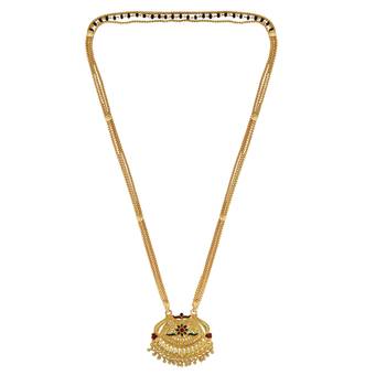 traditional brass gold plated bridal mangalsutra with meenakari work 3