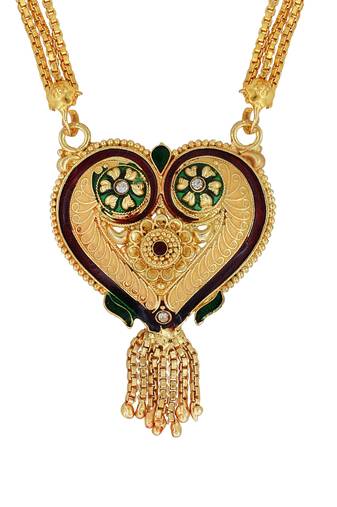 ethnic gold plated heart pendant meenakari mangalsutra