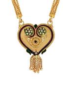 ethnic gold plated heart pendant meenakari mangalsutra