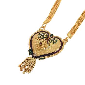 ethnic gold plated heart pendant meenakari mangalsutra 2