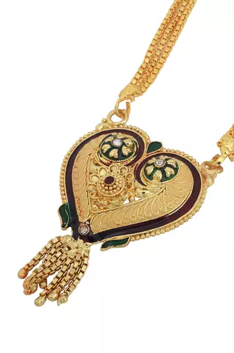 ethnic gold plated heart pendant meenakari mangalsutra