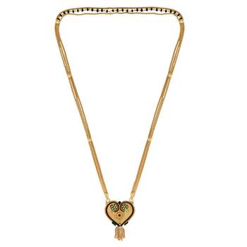 ethnic gold plated heart pendant meenakari mangalsutra 3