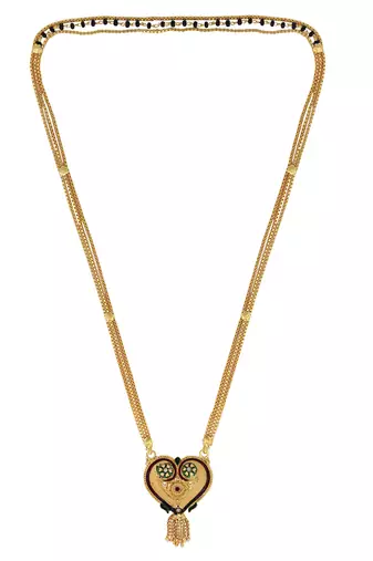 ethnic gold plated heart pendant meenakari mangalsutra
