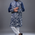 navy blue floral embroidered silk kurta pant set