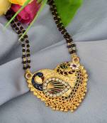 traditional heart design brass gold plated meenakari mangalsutra