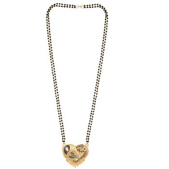 traditional heart design brass gold plated meenakari mangalsutra 3