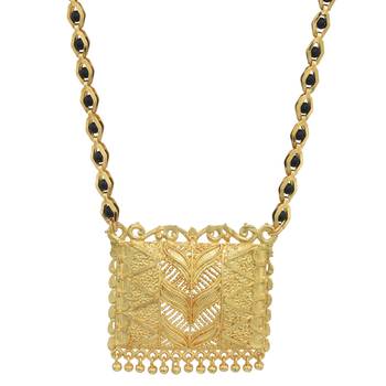 traditional bridal brass micron gold finish mangalsutra 2