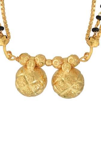 ethnic brass gold plated handmade carving design mangalsutra