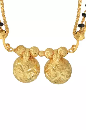 ethnic brass gold plated handmade carving design mangalsutra
