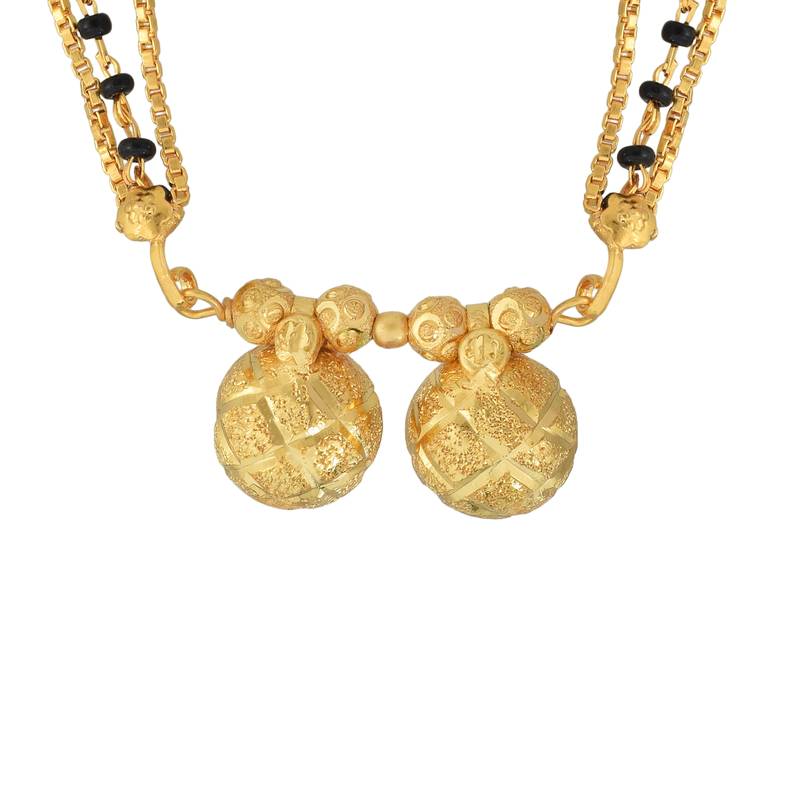 ethnic brass gold plated handmade carving design mangalsutra