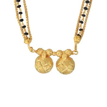 ethnic brass gold plated handmade carving design mangalsutra 2