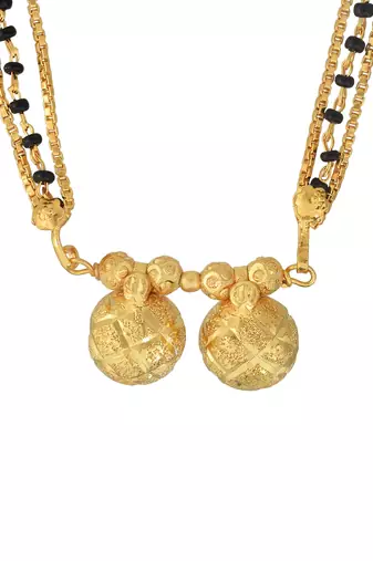 ethnic brass gold plated handmade carving design mangalsutra