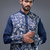 navy blue floral embroidered silk kurta pant set