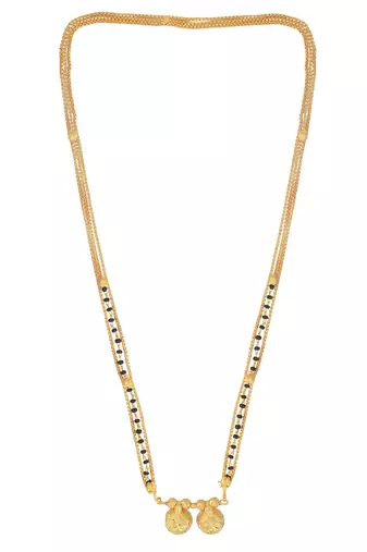 ethnic brass gold plated handmade carving design mangalsutra