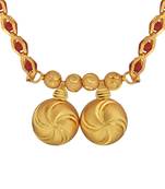 brass gold plated red bead strand double wati long mangalsutra