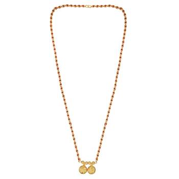 brass gold plated red bead strand double wati long mangalsutra 2
