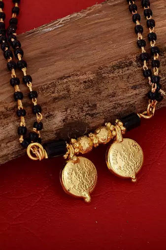brass micron gold plated double lakshmi coin mangalsutra
