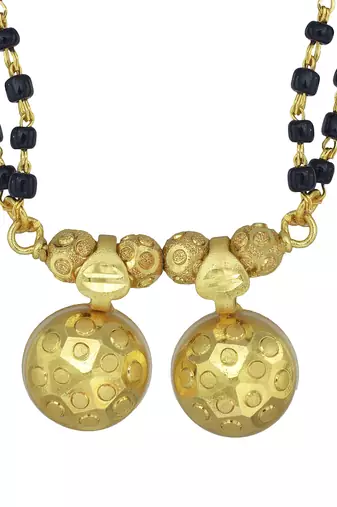 brass gold plated handmade double wati carving traditional mangalsutra