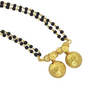 brass gold plated handmade double wati carving traditional mangalsutra 2