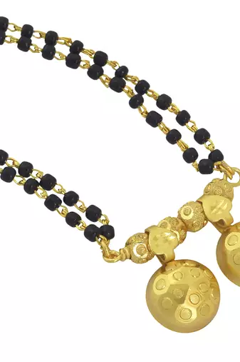 brass gold plated handmade double wati carving traditional mangalsutra