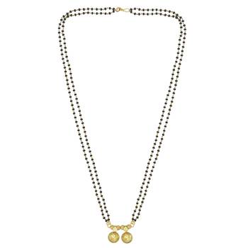 brass gold plated handmade double wati carving traditional mangalsutra 3