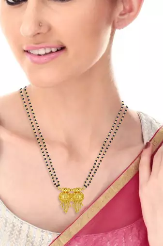 traditional double wati gold plated tassel mangalsutra