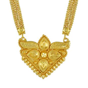 traditional brass gold handmade long rani mangalsutra necklace 1