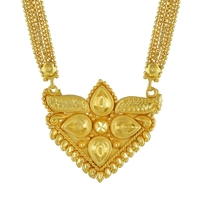 traditional brass gold handmade long rani mangalsutra necklace