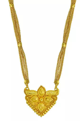 traditional brass gold handmade long rani mangalsutra necklace