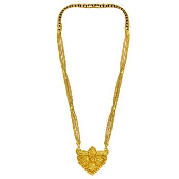 traditional brass gold handmade long rani mangalsutra necklace 3