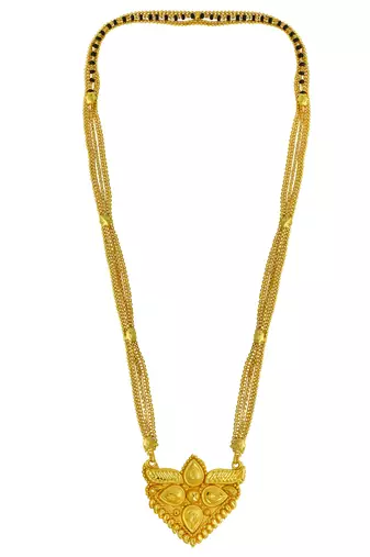 traditional brass gold handmade long rani mangalsutra necklace