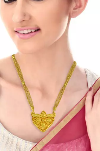 traditional brass gold handmade long rani mangalsutra necklace