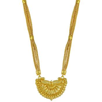 brass gold plated handmade carving design mangalsutra 2