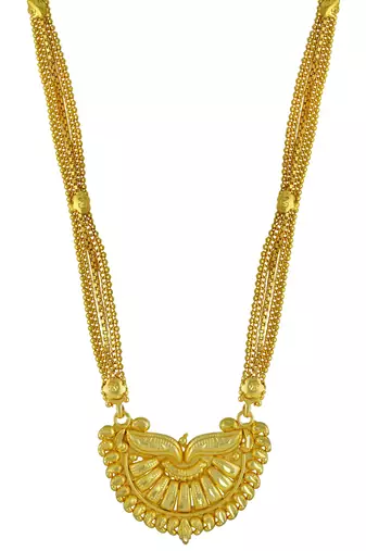 brass gold plated handmade carving design mangalsutra