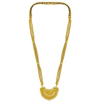 brass gold plated handmade carving design mangalsutra 3