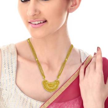 brass gold plated handmade carving design mangalsutra 4