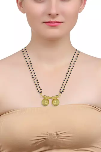 traditional double wati brass micron gold finish mangalsutra