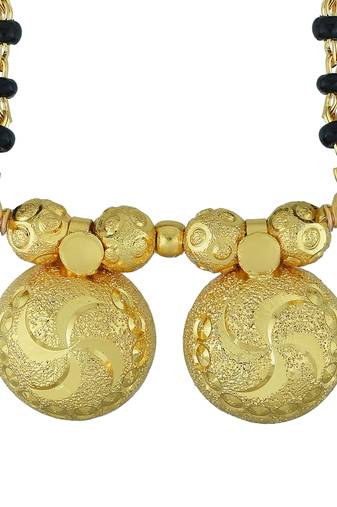 traditional double wati mangalsutra in micron gold finish