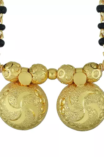 traditional double wati mangalsutra in micron gold finish