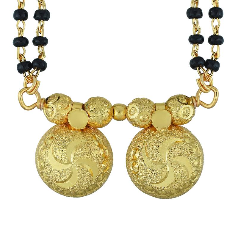 traditional double wati mangalsutra in micron gold finish
