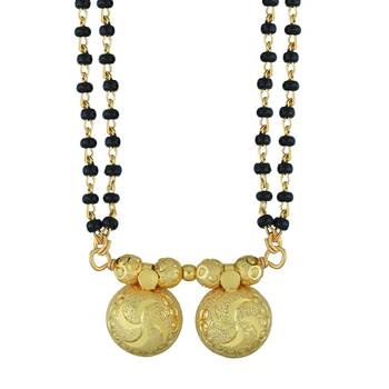traditional double wati mangalsutra in micron gold finish 2